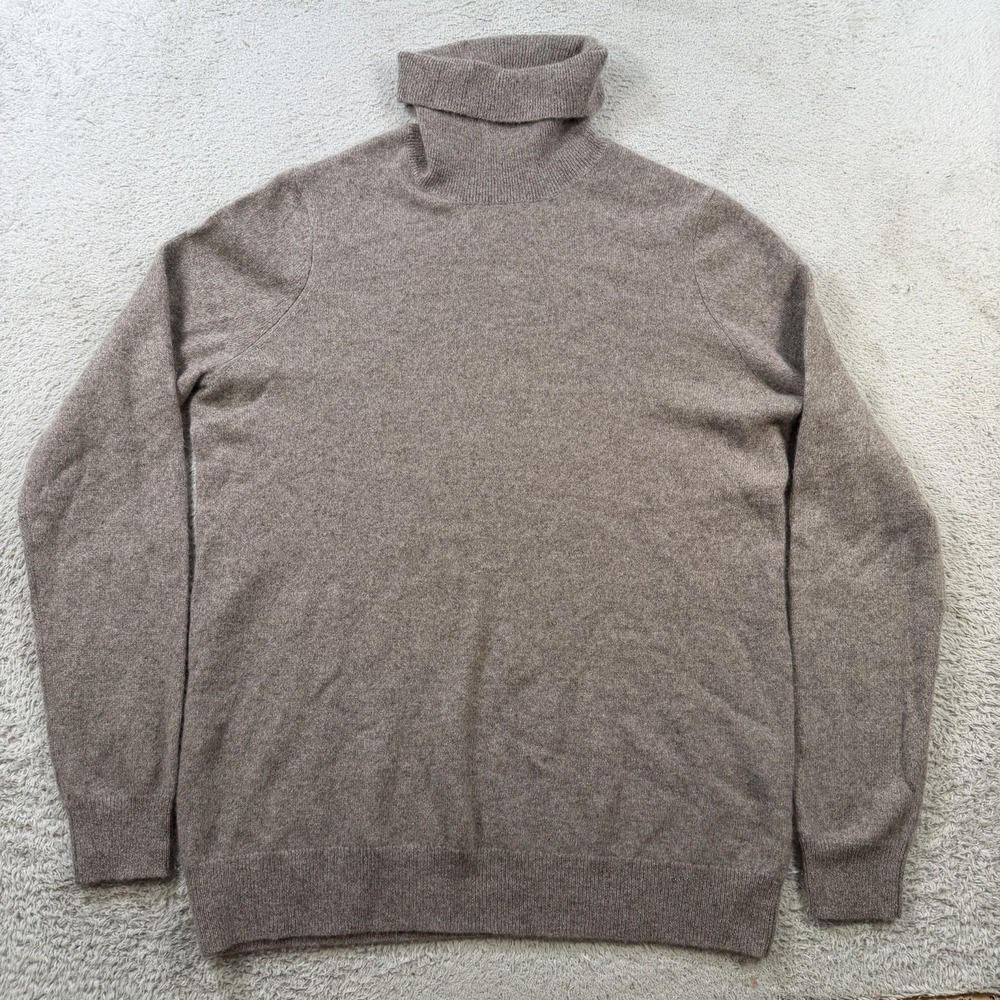 C By Bloomingdales Sweater Womens XL Taupe Brown 100% Cashmere 2 Ply Turtleneck